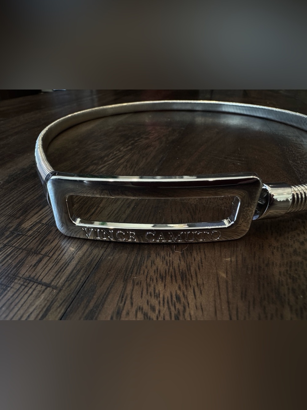 Vince Camuto Polished Silver Logo Bangle Belt